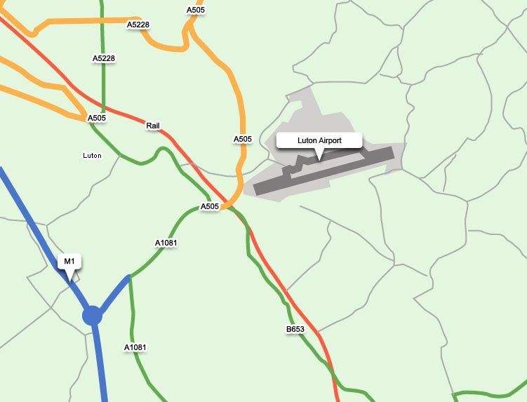 directions to luton airport map