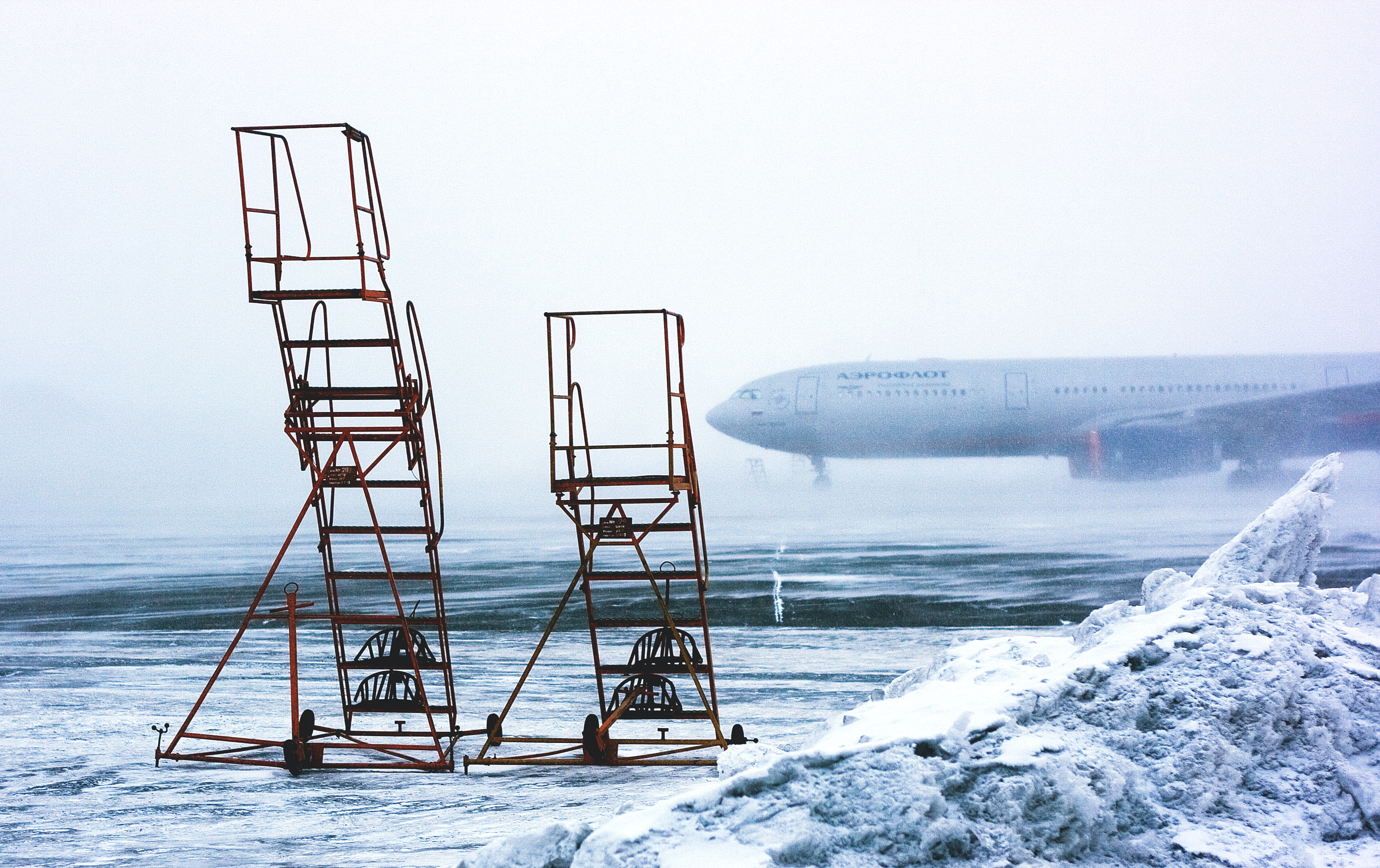 snowy airport